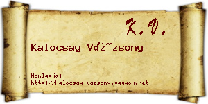 Kalocsay Vázsony névjegykártya